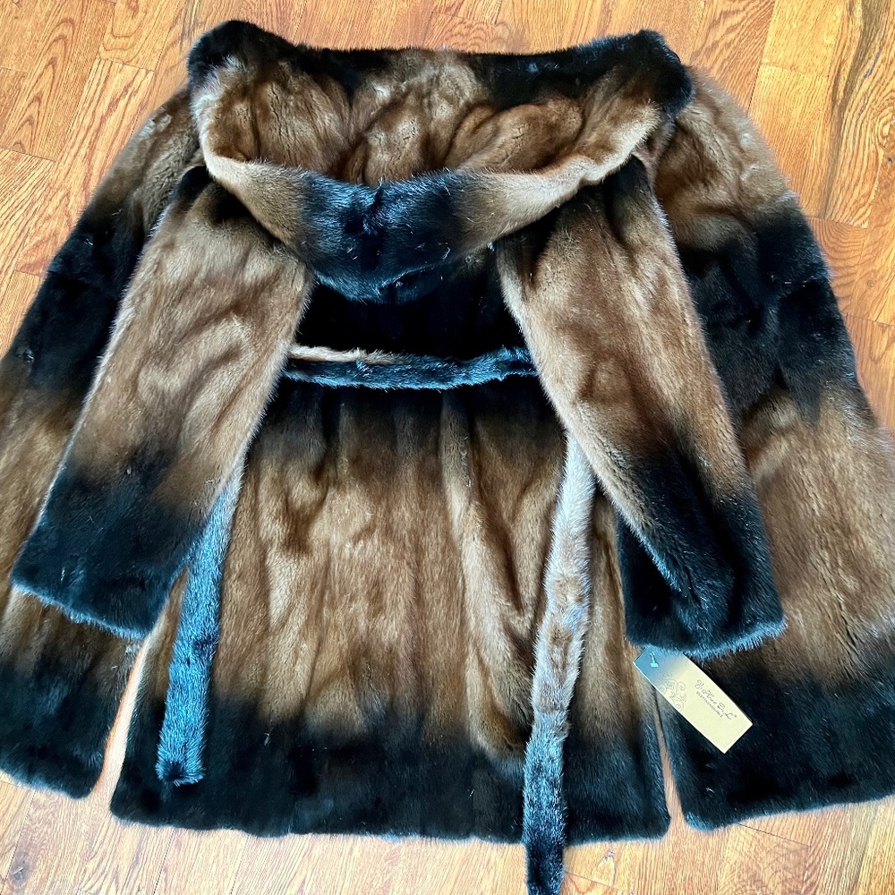 Mink fur coat knee length M size